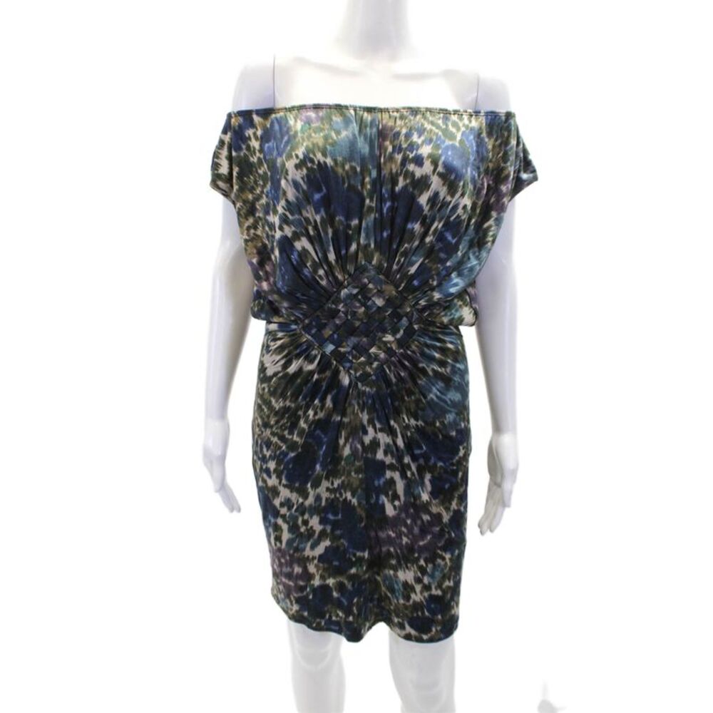 Olga Kapustina Womens Abstract Print Woven Detail Mini Dress Multicolor Size 8